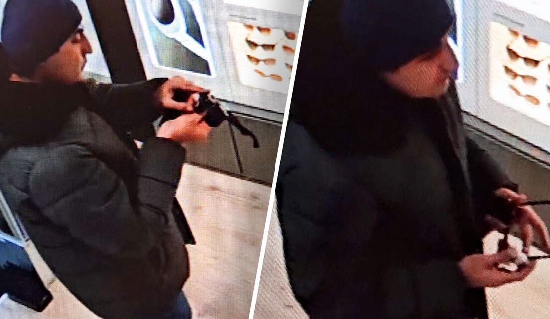 رجل يجرب زوجين من نظارات غوتشي الفاخرة ويخرج بهما دون دفع الثمن